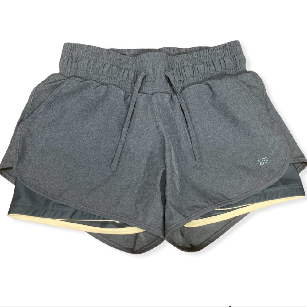 ALBION FIT Lunge Shorts Lined Running 4" Inseam Drawstring Blue White Size Small